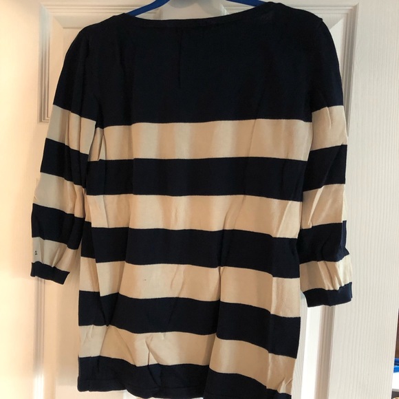 Tommy Hilfiger striped sweater. Navy and tan. - Picture 7 of 7